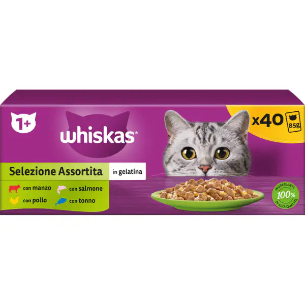 Whiskas Mega Pack 1 Sélection mixte en gelée 40 x 85 g | MAXI ZOO