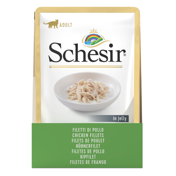 Schesir Cat Soft Adult filetti in gelatina alimento completo bustine 85 gr - Filetti di Pollo
