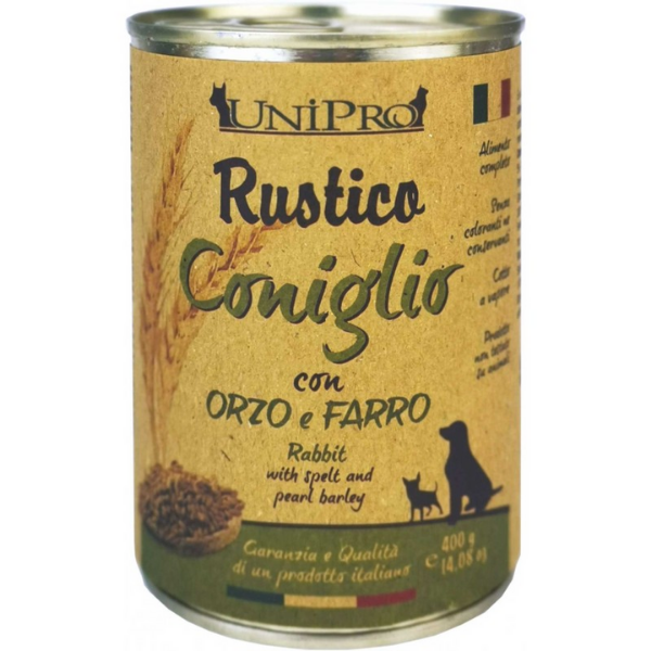 Unipro Rustico Dog Adult 400 gr - Coniglio con orzo e farro