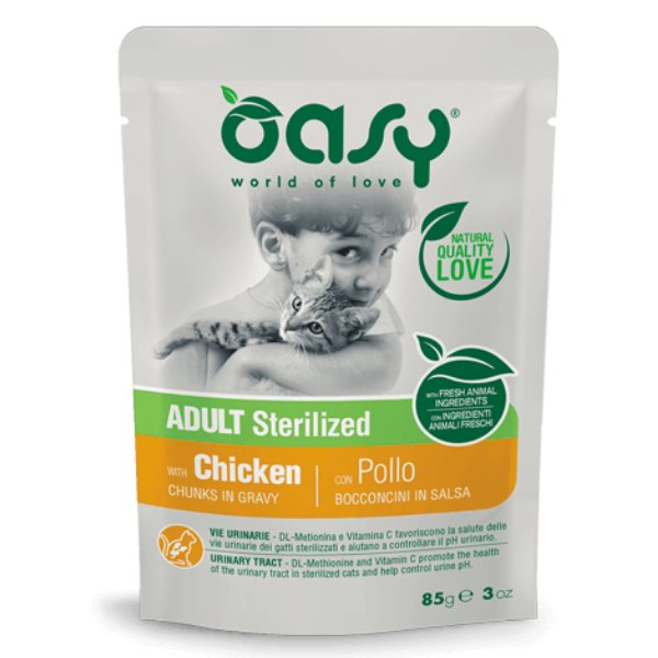 Oasy Cat Bocconcini in salsa 85 gr - STERILIZED Pollo