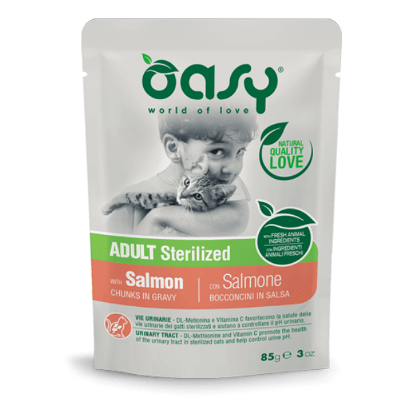 Oasy Cat Bocconcini in salsa 85 gr - STERILIZED Salmone