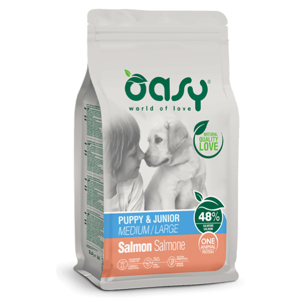 Oasy Monoprotein formula Puppy&Junior Medium/Large Salmone