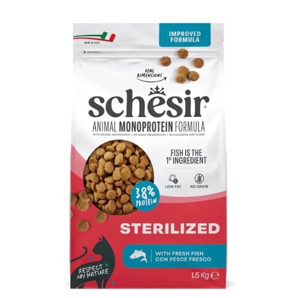 Schesir Cat Sterilized  Monoprotein formula Grain free Low Fat Pesce fresco