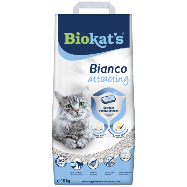 Lettiera agglomerante per gatti in bentonite Biokat's Bianco