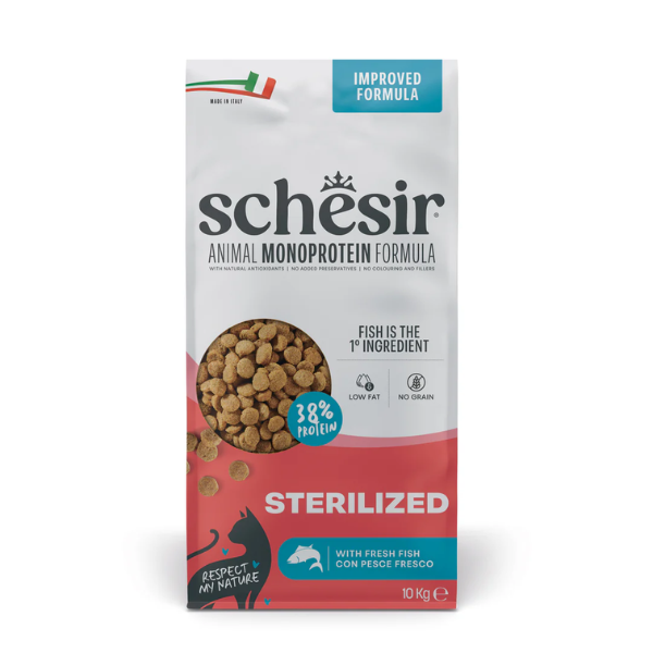 Schesir Cat Sterilized  Monoprotein formula Grain free Low Fat Pesce fresco