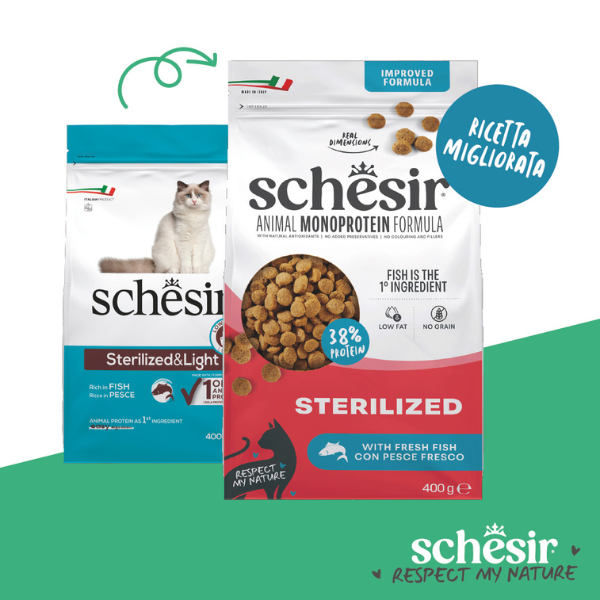 Schesir Cat Sterilized  Monoprotein formula Grain free Low Fat Pesce fresco