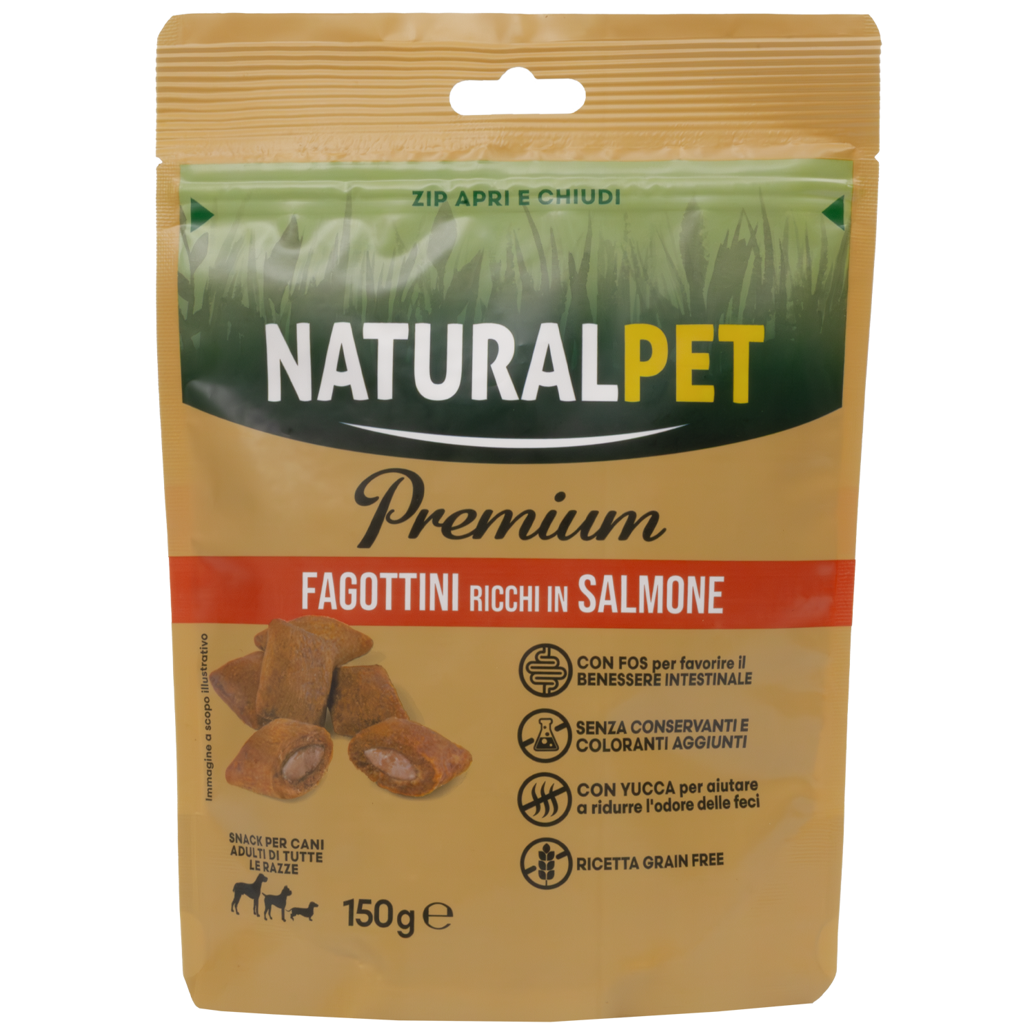 NaturalPet Premium Dog Adult All Breeds Fagottini snack funzionali 150 gr