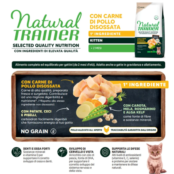 natural trainer selected quality kitten grain free pollo immagine4