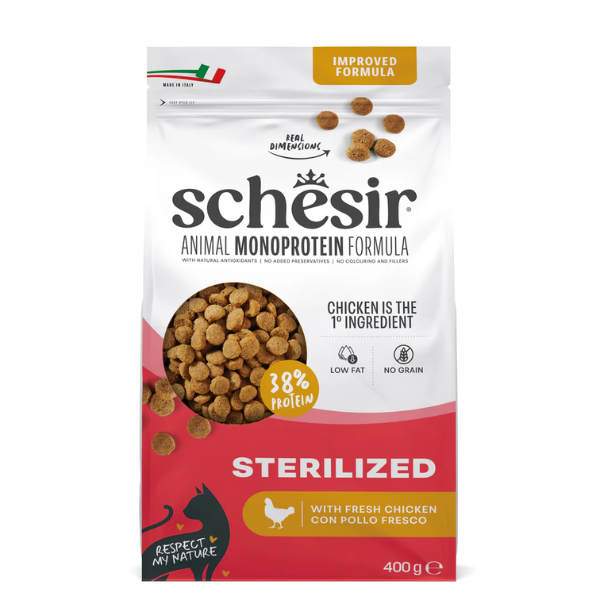 Schesir Cat Sterilized  Monoprotein formula Grain free Low Fat Pollo fresco