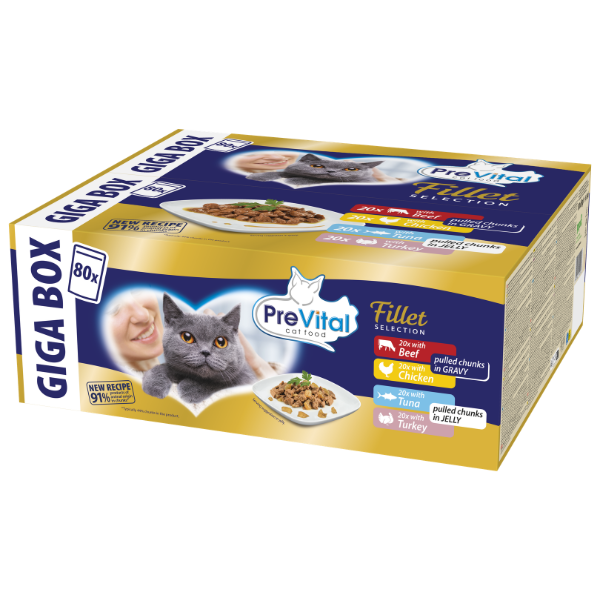 Prevital Cat Food Adult Sterilised Fillet Selection Multipack XXL Box 80x85 gr