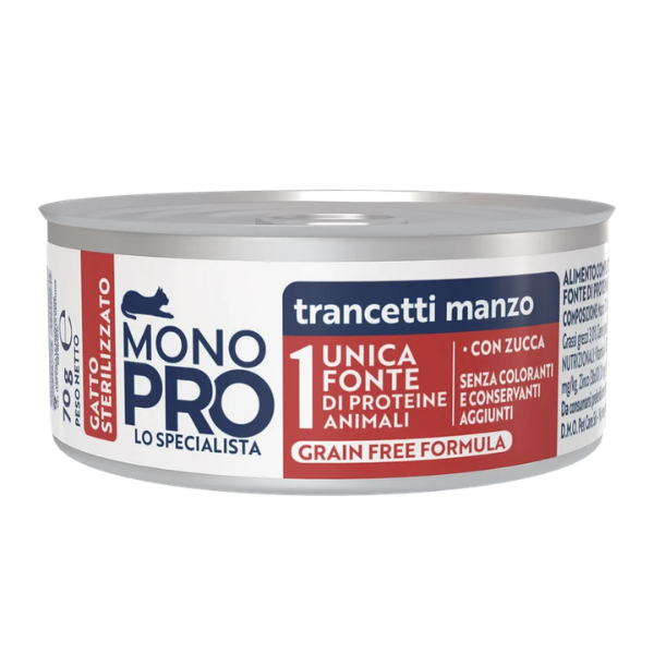 Monopro lo specialista Cat Adult Sterilised Grain free Trancetti 70 gr