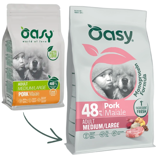 Oasy Monoprotein formula Adult Medium/Large Maiale
