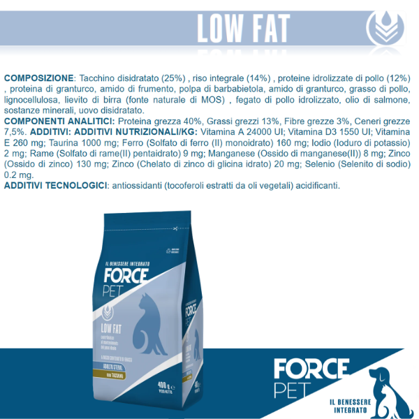 Forcepet Cat Adult Sterilised Low Fat gestione del peso Tacchino