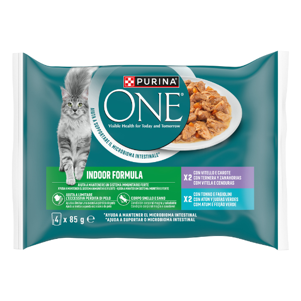 Purina One Indoor Cat Adult filettini in salsa multipack 4x85 gr