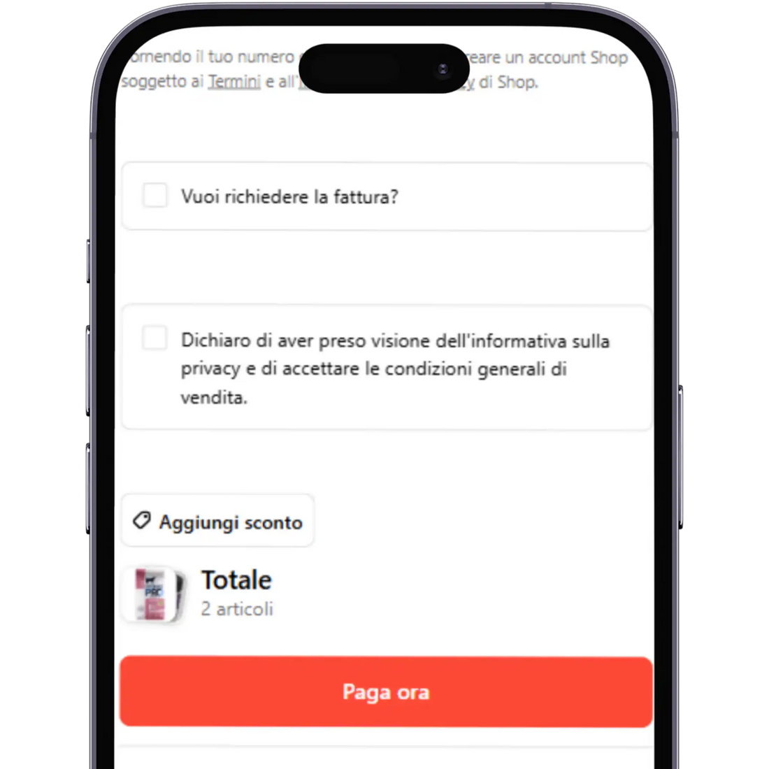 Effettua il checkout