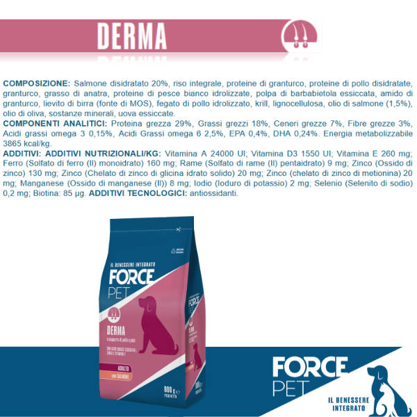 Forcepet Dog Adult Derma supporto di pelle e pelo Salmone