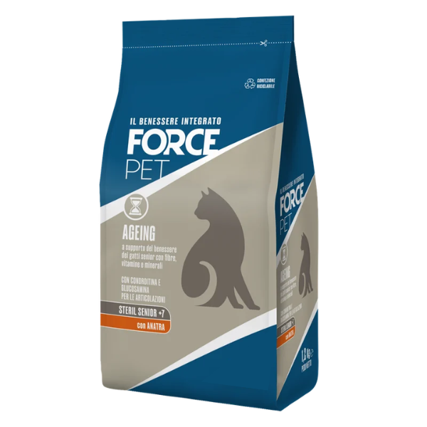 Forcepet Cat Senior 7+ Sterilised Ageing benessere generale gatti anziani Anatra