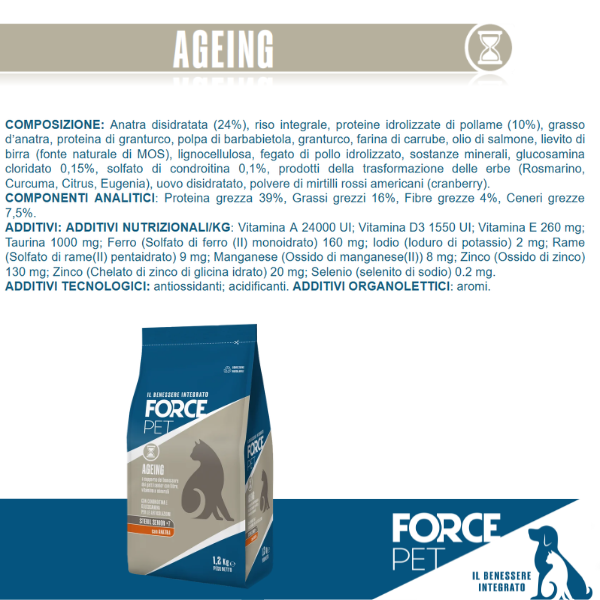 Forcepet Cat Senior 7+ Sterilised Ageing benessere generale gatti anziani Anatra