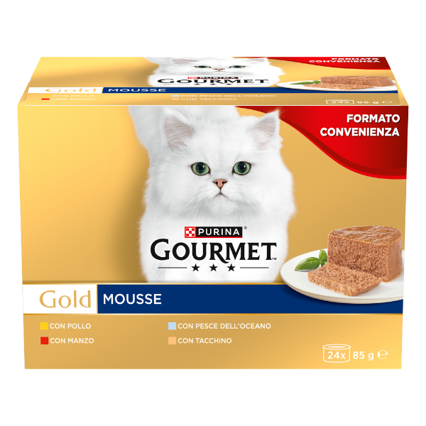 Purina Gourmet Gold Mousse Umido Gatto Multipack 24x85g