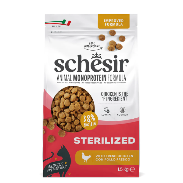 Schesir Cat Sterilized  Monoprotein formula Grain free Low Fat Pollo fresco