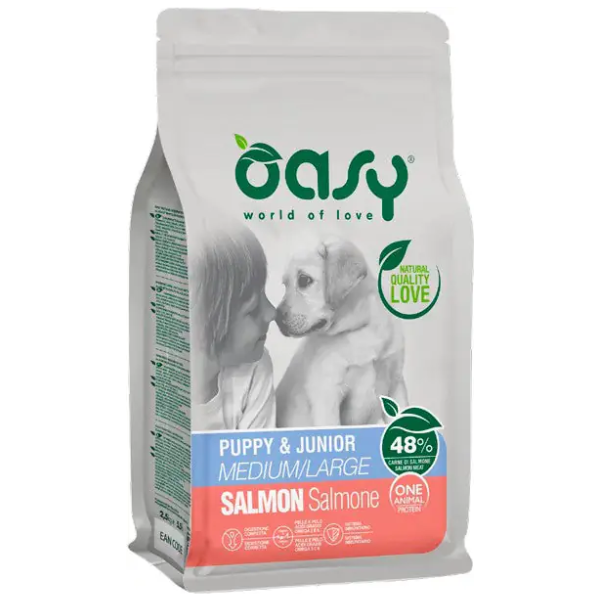 Oasy Monoprotein formula Puppy&Junior Medium/Large Salmone