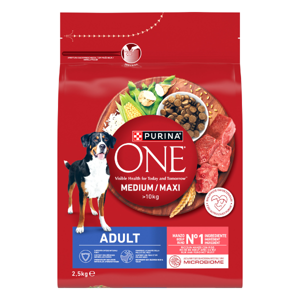 Purina One Dog Adult Medium/Maxi ricco di Manzo e riso