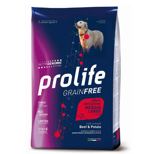 Prolife Grain Free Cane Adult Sensitive Medium/Large Manzo e Patate