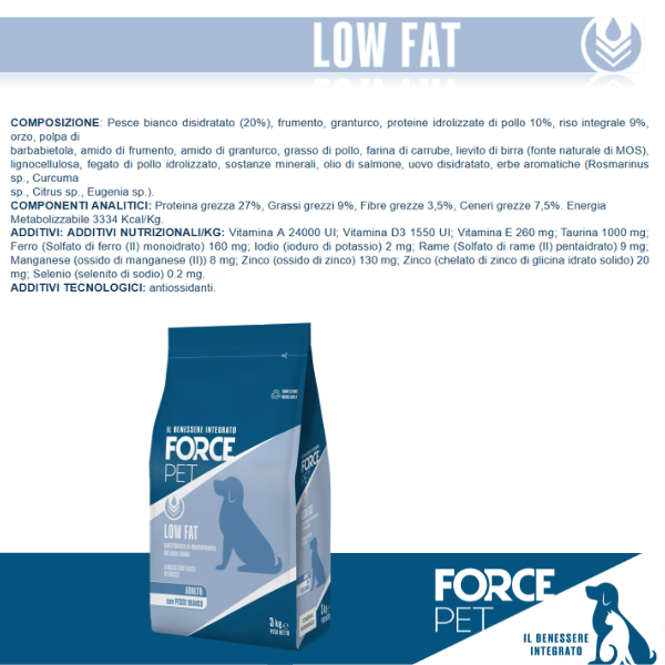 Forcepet Dog Adult Low Fat gestione del peso Pesce bianco