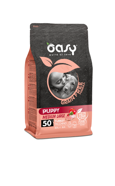 Oasy Grain Free Puppy Medium Large Tacchino - 2,5 Kg