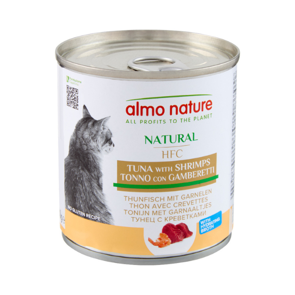Almo Nature HFC Natural in brodo di cottura 280 gr - Tonno e Gamberetti
