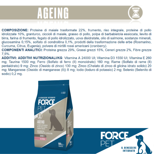 Forcepet Dog Senior 7+ Ageing benessere generale cani anziani Maiale