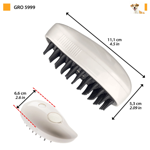 Spray Massage Brush Spazzola massaggiante a vapore per cani e gatti con ricarica USB Ferplast
