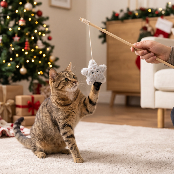 Cannetta natalizia per gatti con sonaglio e Catnip Trixie