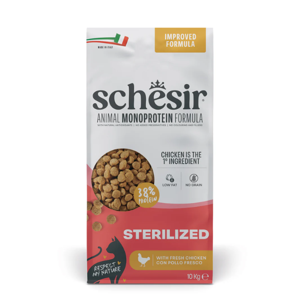 Schesir Cat Sterilized  Monoprotein formula Grain free Low Fat Pollo fresco