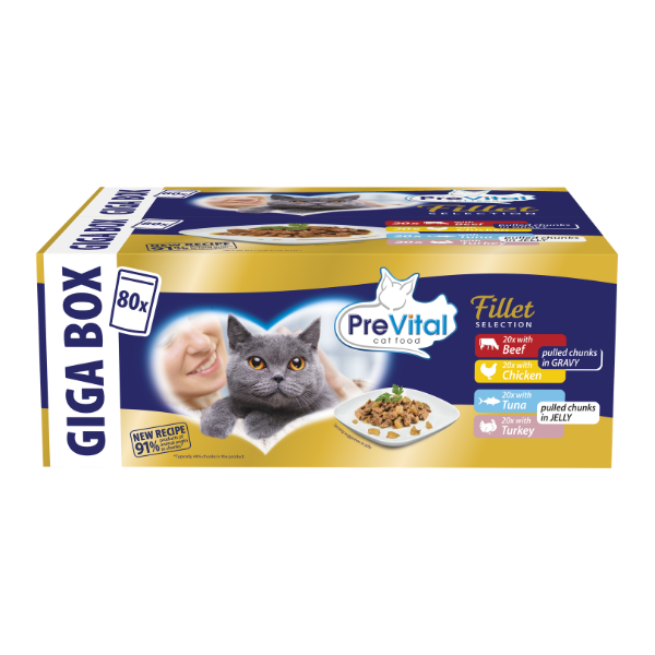 Prevital Cat Food Adult Sterilised Fillet Selection Multipack XXL Box 80x85 gr