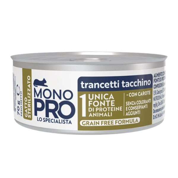 Monopro lo specialista Cat Adult Sterilised Grain free Trancetti 70 gr