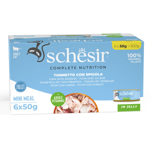 Schesir Cat Soft Adult filetti in gelatina alimento completo lattina Multipack 6x50 gr