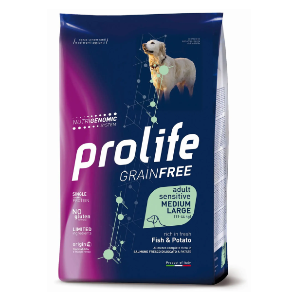 Prolife Grain Free Cane Adult Sensitive Medium/Large Pesce e Patate
