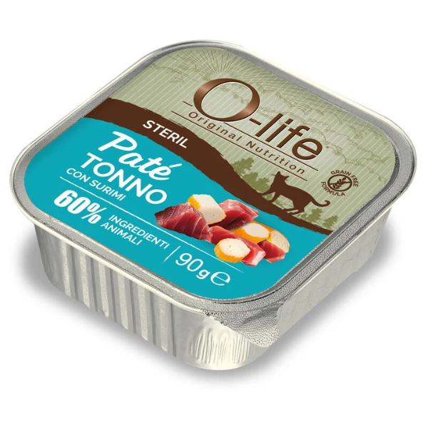 O-life Cat Sterilised Grain Free Patè +60% ingredienti animali 90 gr