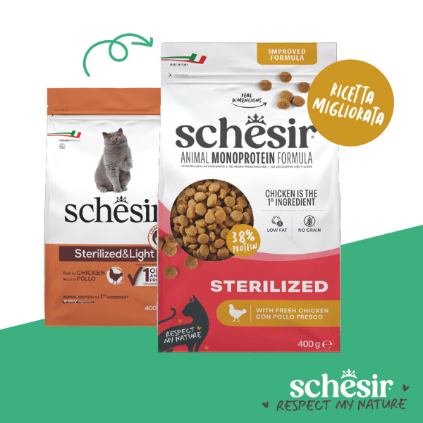 Schesir Cat Sterilized  Monoprotein formula Grain free Low Fat Pollo fresco