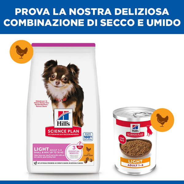 hill's science plan light small & mini adult alimento per cani con pollo immagine5
