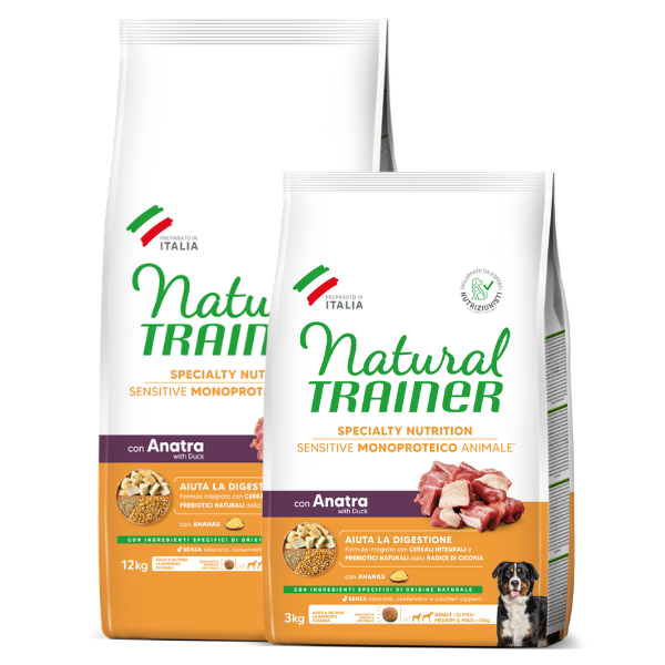 Natural Trainer Speciality Nutrition Sensitive Monoproteico Medium&Maxi Adult con Anatra e cereali integrali