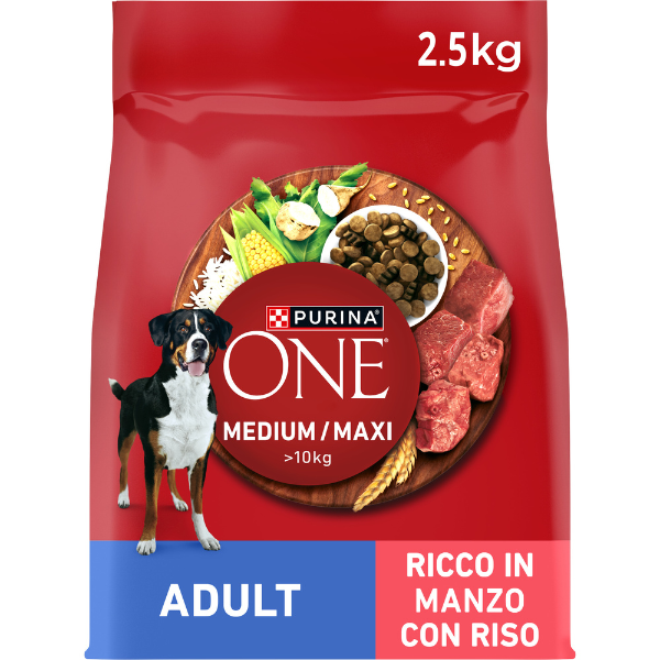 Purina One Dog Adult Medium/Maxi ricco di Manzo e riso