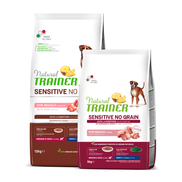 Natural Trainer Sensitive No Grain Medium&Maxi Adult con Maiale