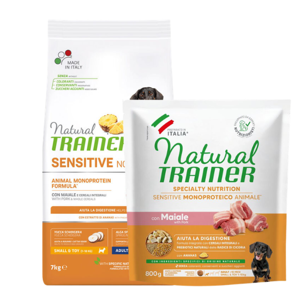 Natural Trainer Speciality Nutrition Sensitive Monoproteico Small&Toy Adult con Maiale e cereali integrali