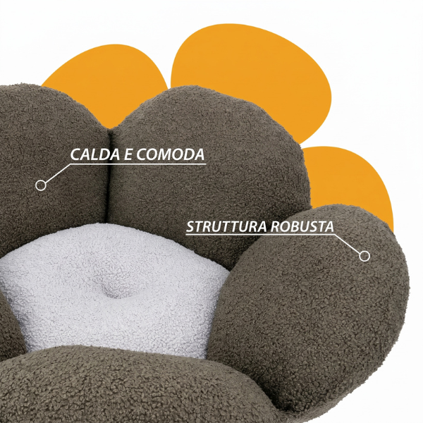 Lettino cuccia per cani e gatti in tessuto bouclè Fiore Ferplast