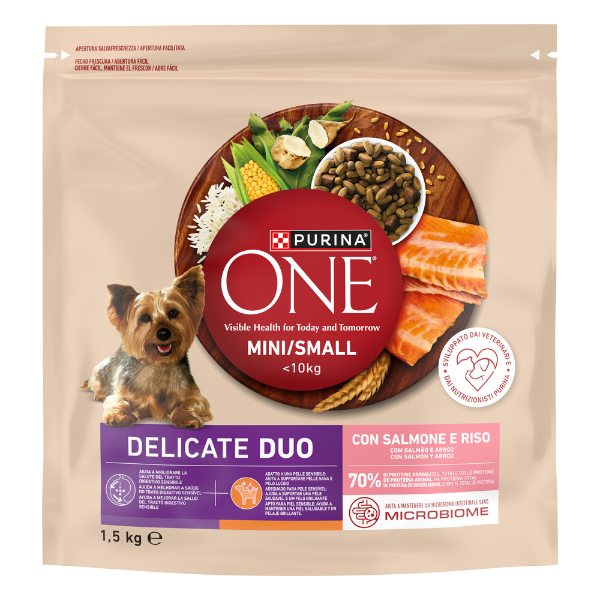 Purina One Dog Adult Mini/Small Delicate Duo con Salmone e riso
