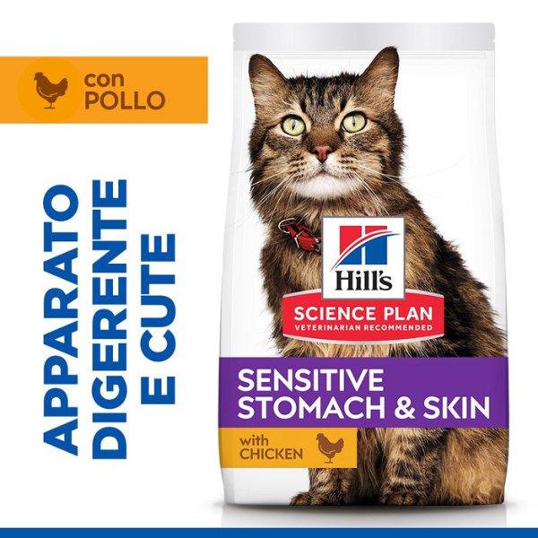 hill's science plan adult sensitive stomach & skin alimento per gatti con pollo immagine6