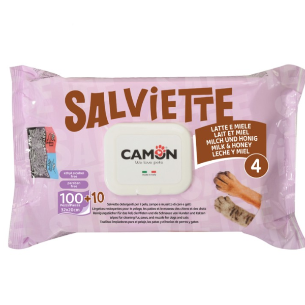 Salviette Detergenti per cani e gatti Maxi Formato da 110 pezzi Camon