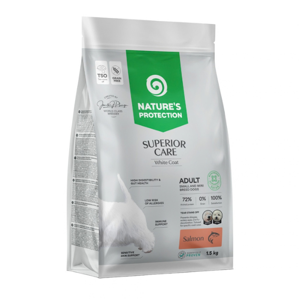 Nature’s Protection Superior Care Adult Small e Mini White Dogs Grain Free Salmone